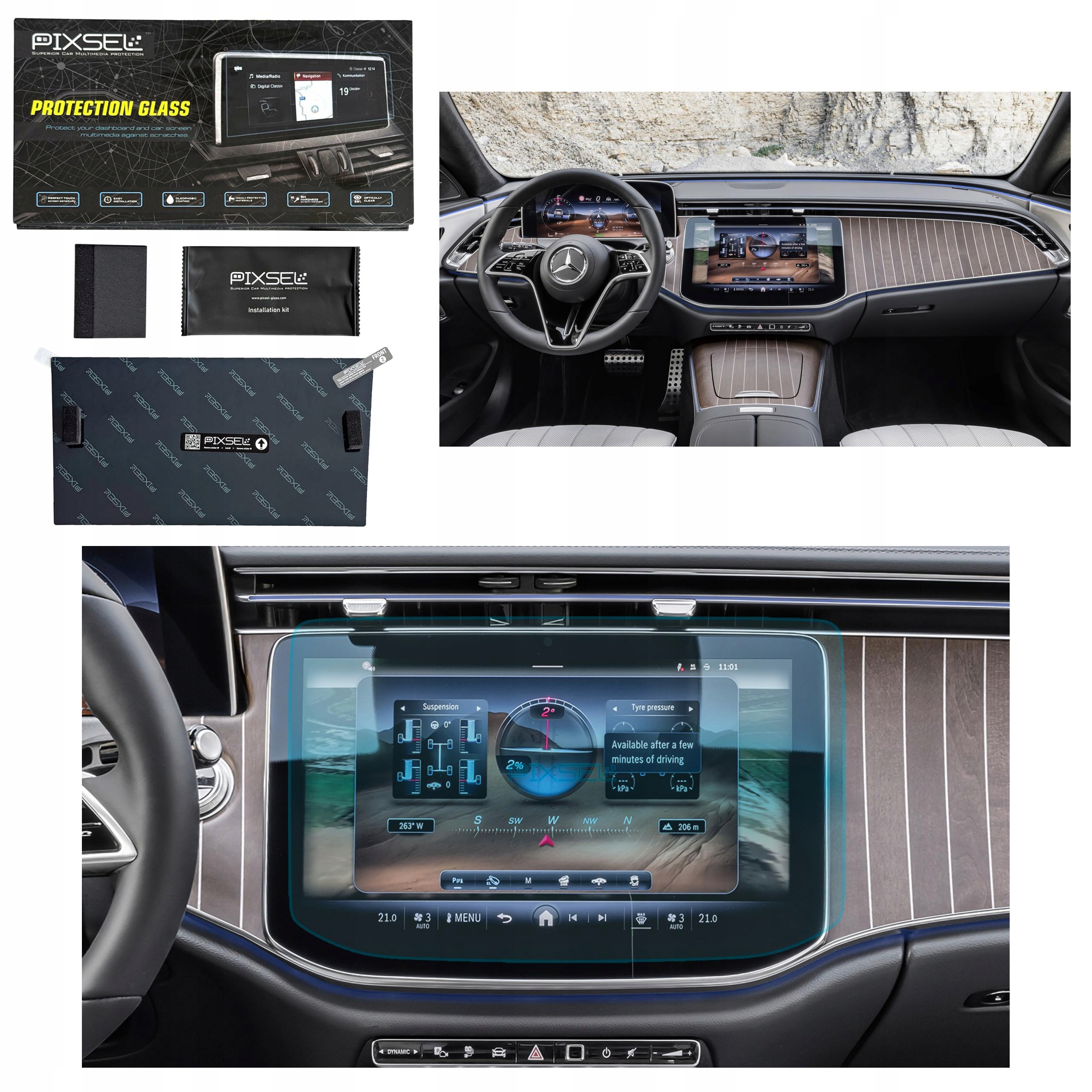 Antyodciskowe Matowe Szkło Ochronne Mercedes Benz E-CLASS-16.6“ 2023-