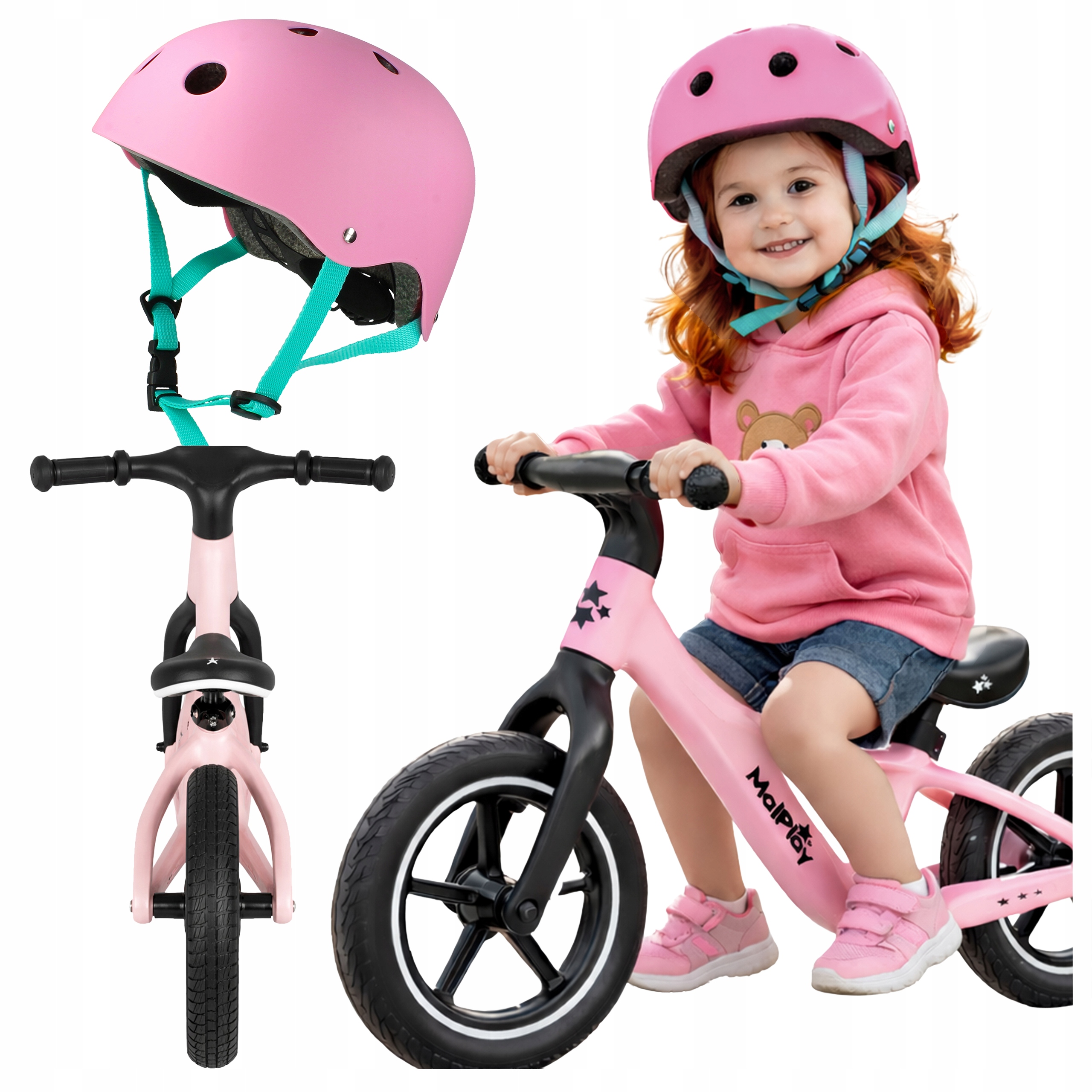 2w1 Rowerek Biegowy Rower Dla Dzieci Lekki Regulowany 12'' Kask 48-54 CM