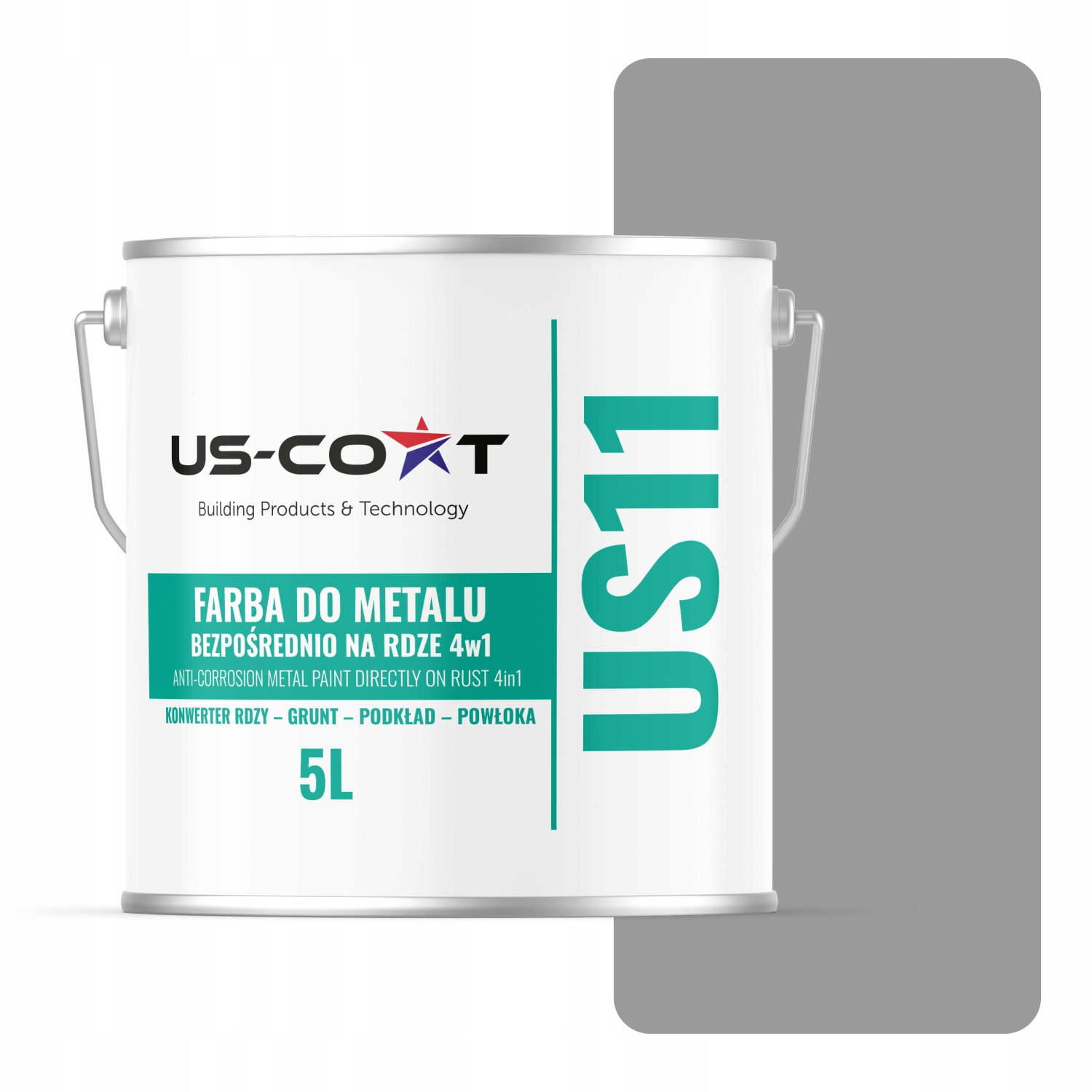 Farba Na Kov Na Hrdzu Plech Pozinkovaná 4v1 Šedá Signálová RAL7004 Satén 5L