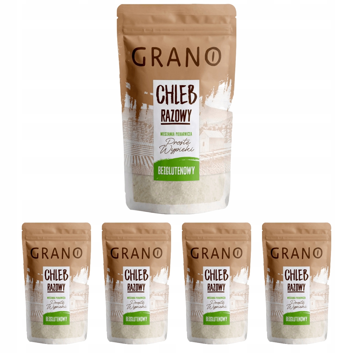 5 x Jednorázový bezlepkový chléb směs na pečení 500 g Grano