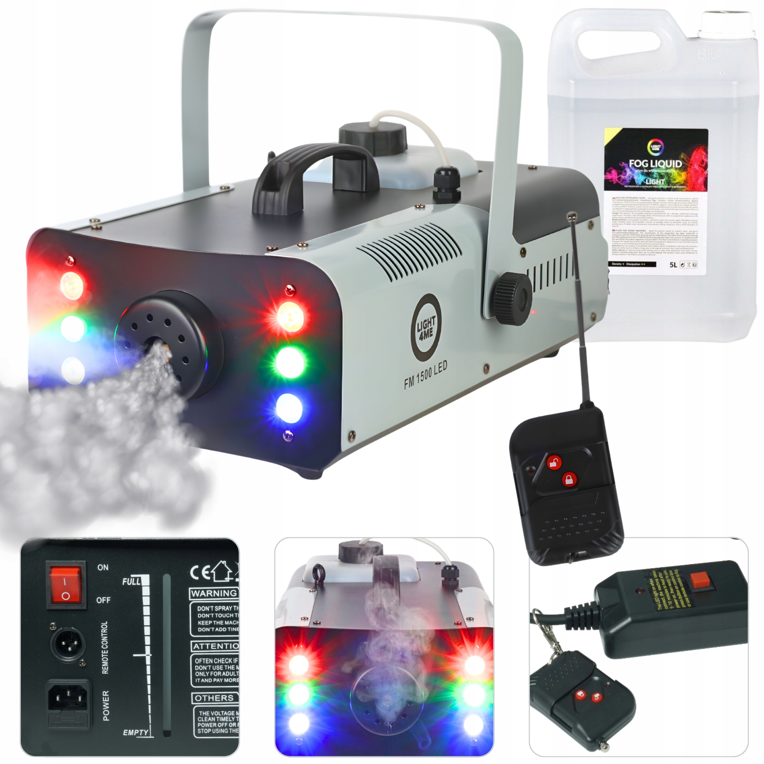 Výrobník Kouře Mlhy Kouřový Stroj 6x1W Rgb 1500W Pilot Kapalina