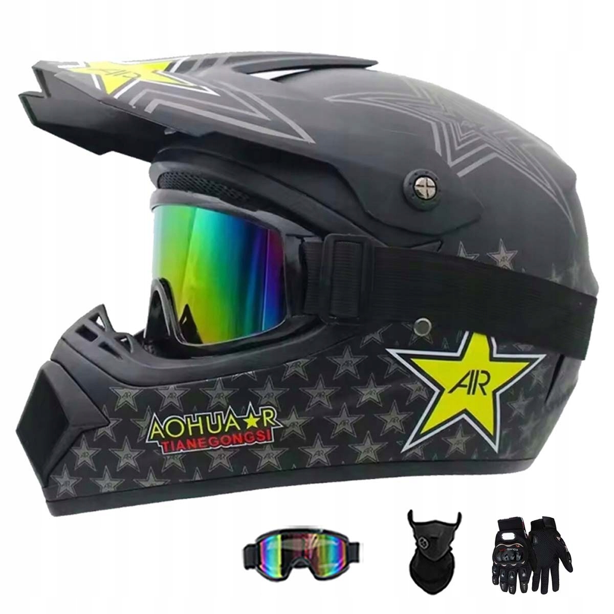 Motocyklová Přilba Crossová Lehká Enduro Quada Brýle Rukavice Maska L