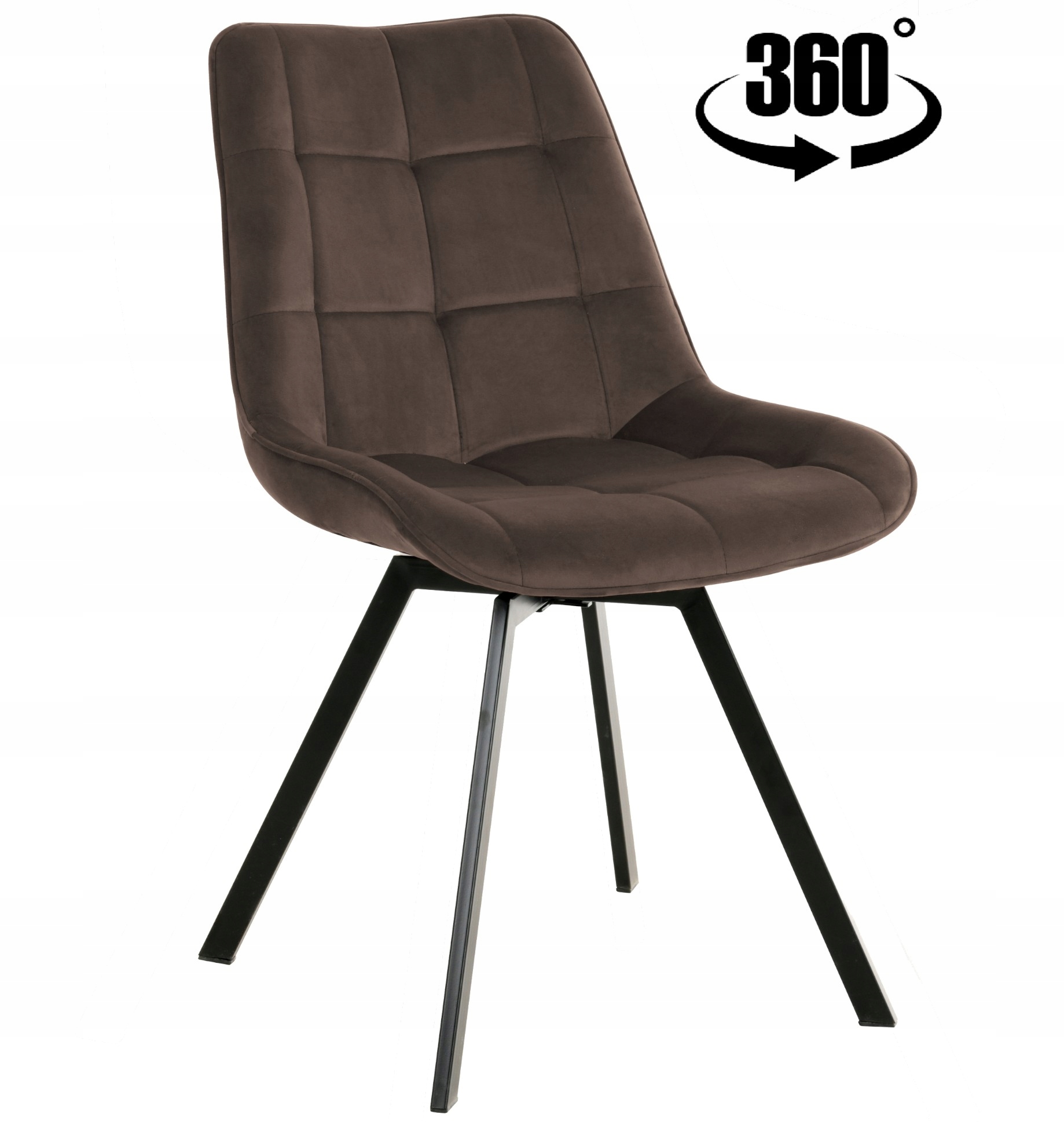 Krzesło obrotowe tapicerowane welurowe brązowe do salonu i jadalni Lapo