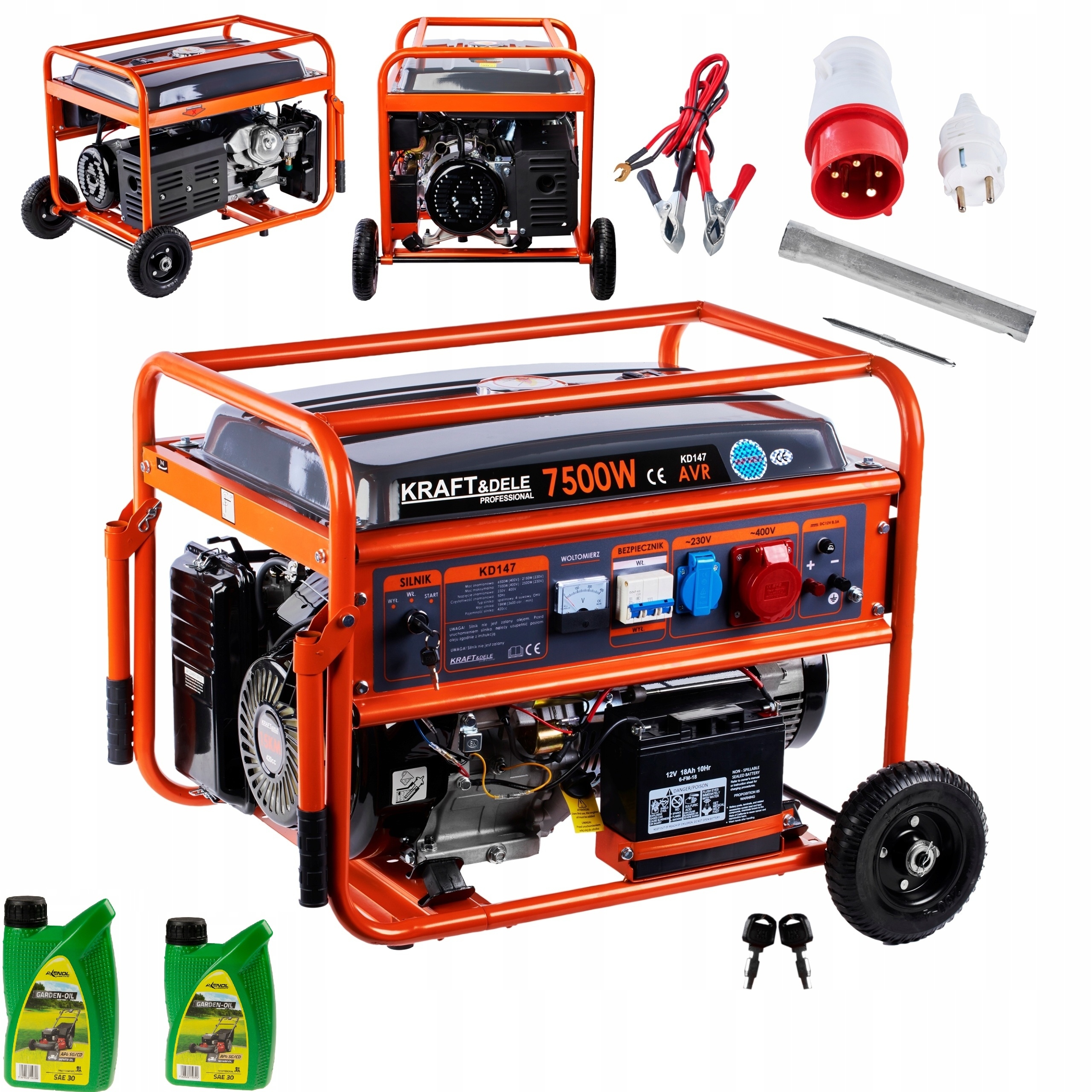 Agregat Prądotwórczy Generator Prądu 230/400V Siła 7,5KW 7500W 3FAZOWY 2XOL