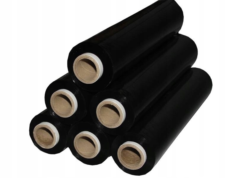 FOLIA STRETCH CZARNA ROLKA 3 KG CIENKA TUBA GILZA Waga netto folii 2.7 kg