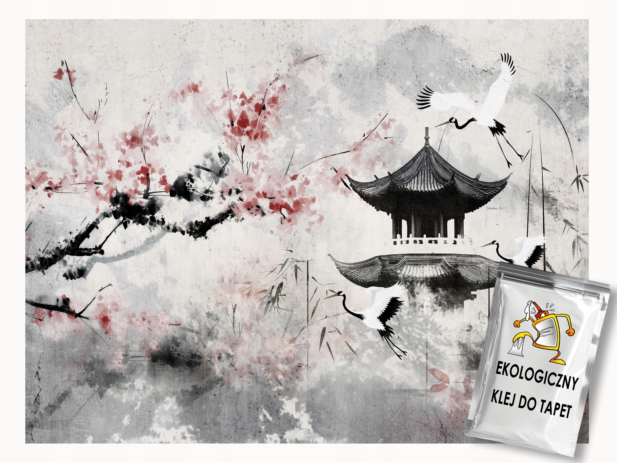 Fototapeta Flizelina Krajina Japonsko Asie Sakura Jeřáb Pagoda 200x140 lepidlo