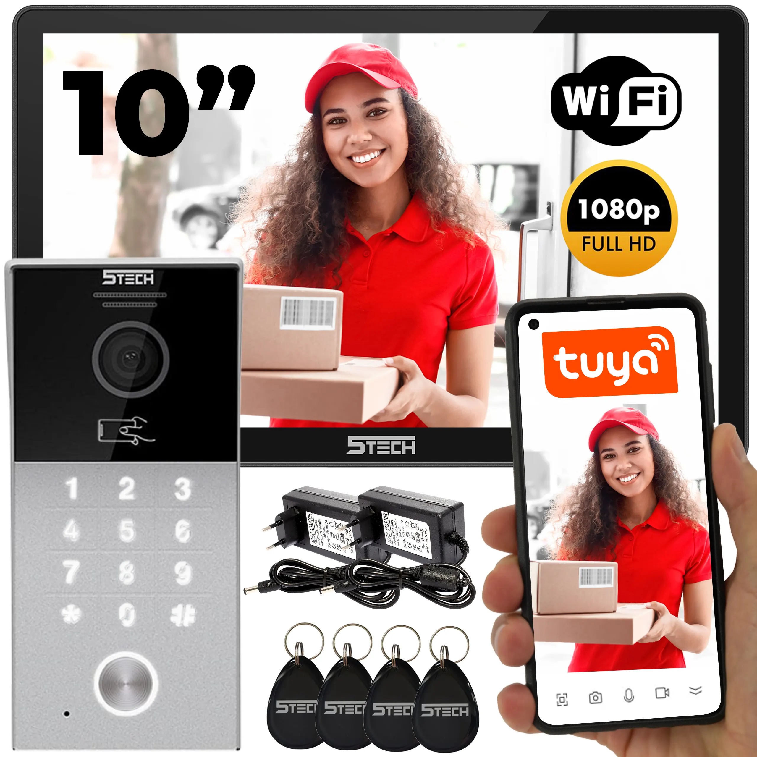 Wideodomofon 10' WiFi 5TECH najnowsza seria Ips