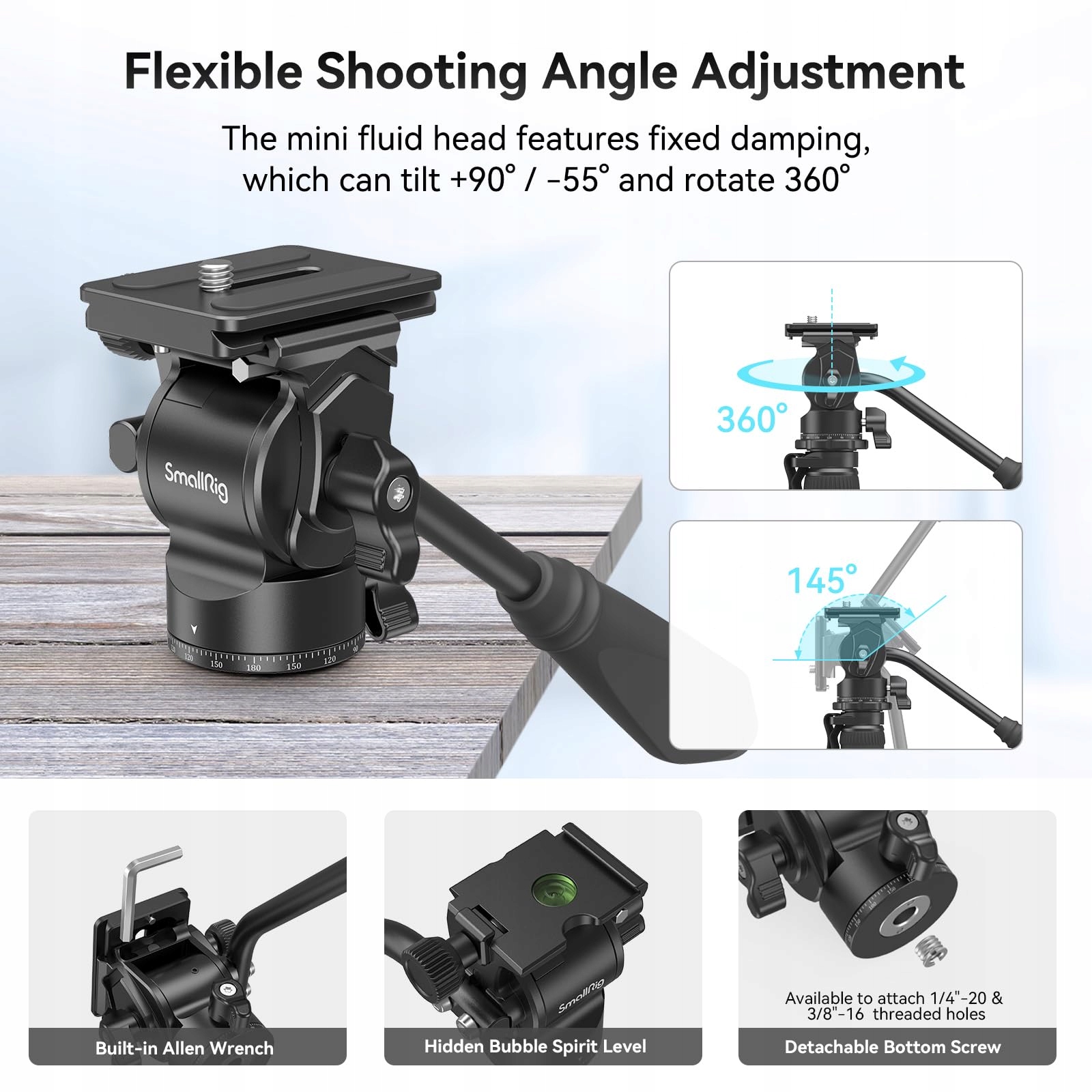 SMALLRIG Statyw Wideo 71" z Głowicą Fluidową, Maks Obciążenie 15 kg — miniatura 2