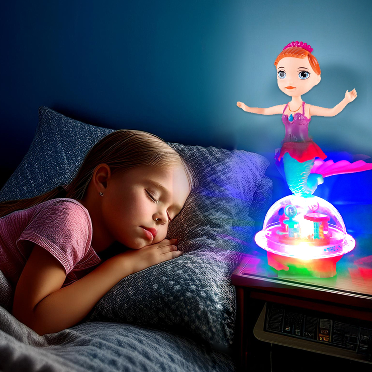 TAŃCZĄCA SYRENKA Lalka Jeździ Mija Przeszkody TAŃCZY 360 ŚWIECI ŚPIEWA Kolor dominujący odcienie różu