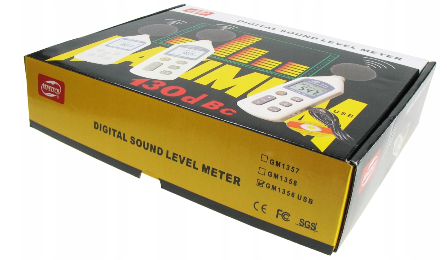 SONOMETR MIERNIK NATĘŻENIA DŹWIĘKU DECYBELOMIERZ HAŁASU USB PROGRAM PC Certyfikat CE