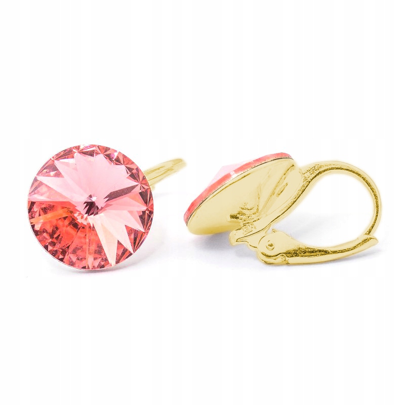 Náušnice pozlacené stříbro 925 s kr. Swarovski Rivoli 12 mm Padparadscha