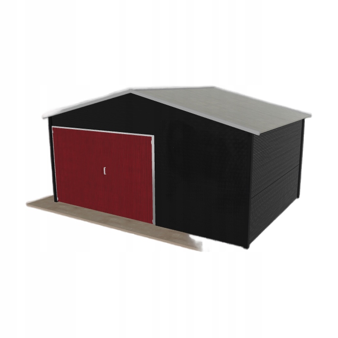 Plechová garáž 5x3.5 m, jednopolohová, dvouspádová, černá