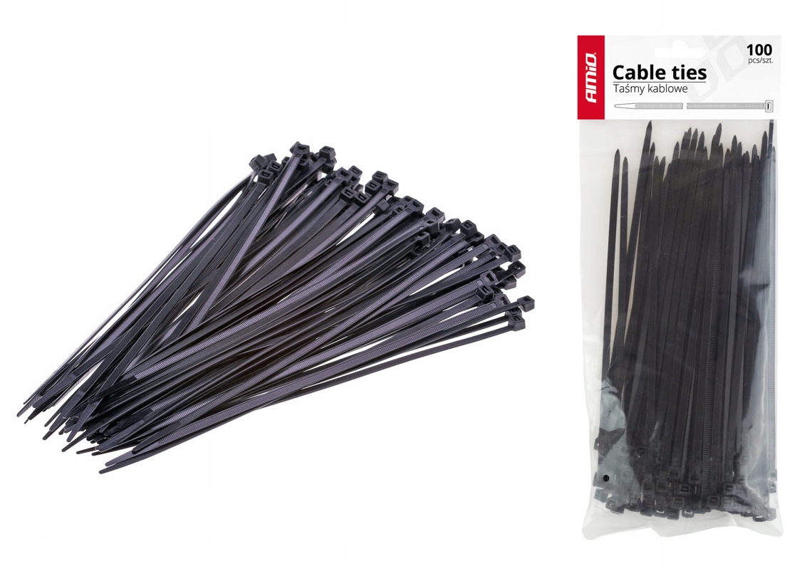 Opaski taśmy kablowe 2,5mm x 100mm trytki trytytki czarne