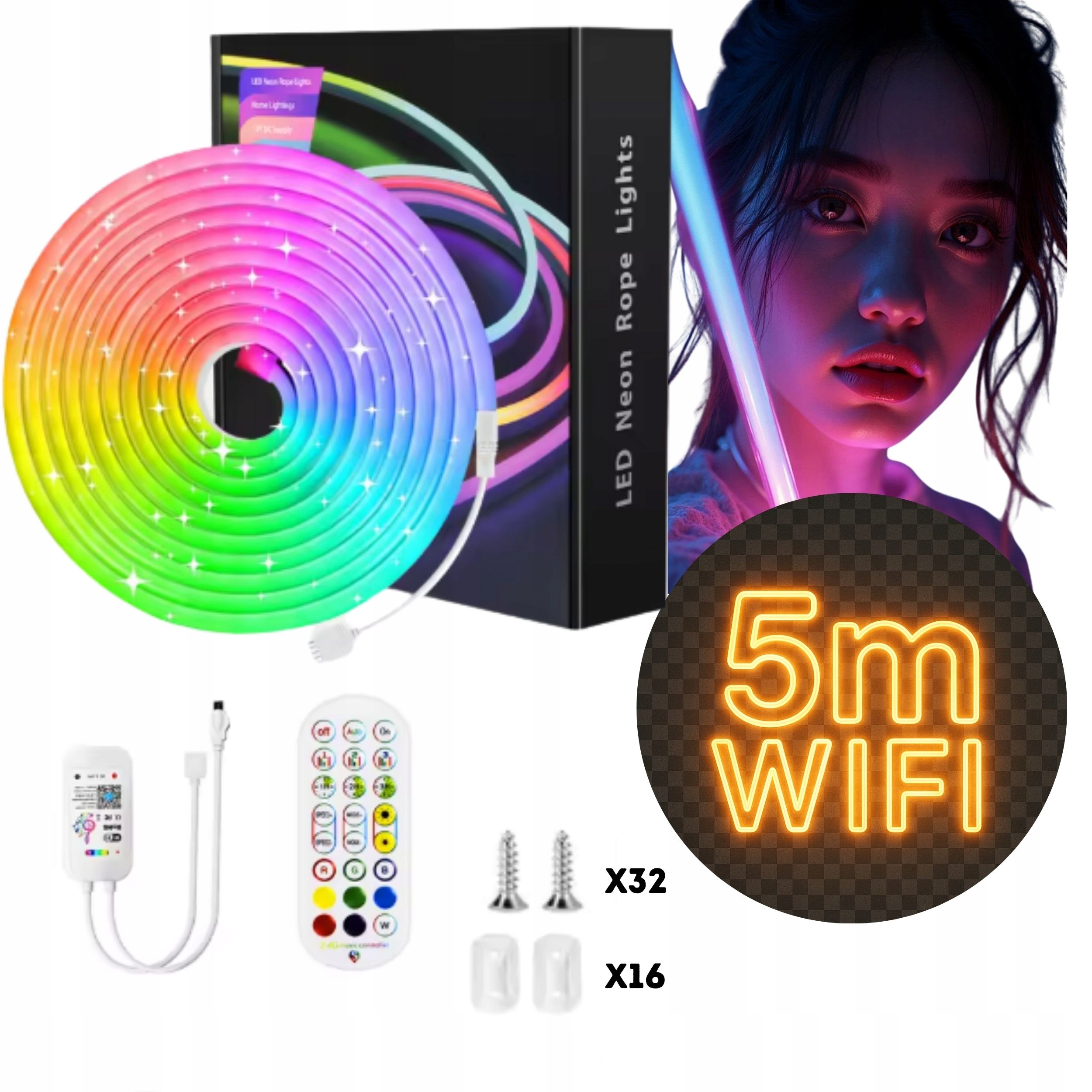 Neon Led Rgb Voděodolná Páska 5 m Wifi S Aplikací A Dálkovým Ovládáním