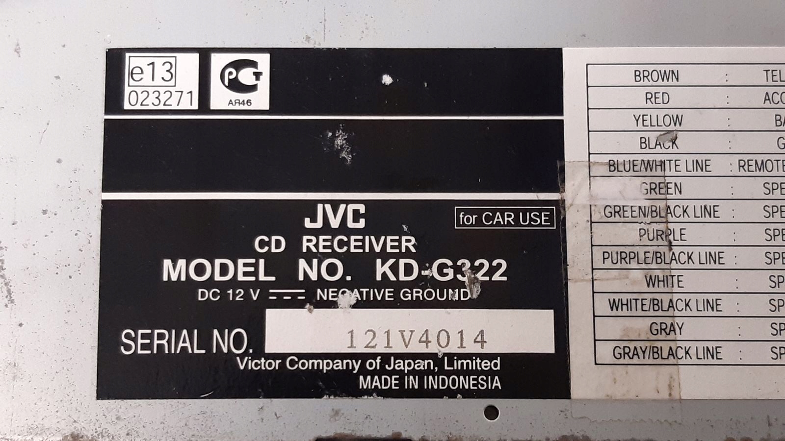 Radio JVC KD-G322