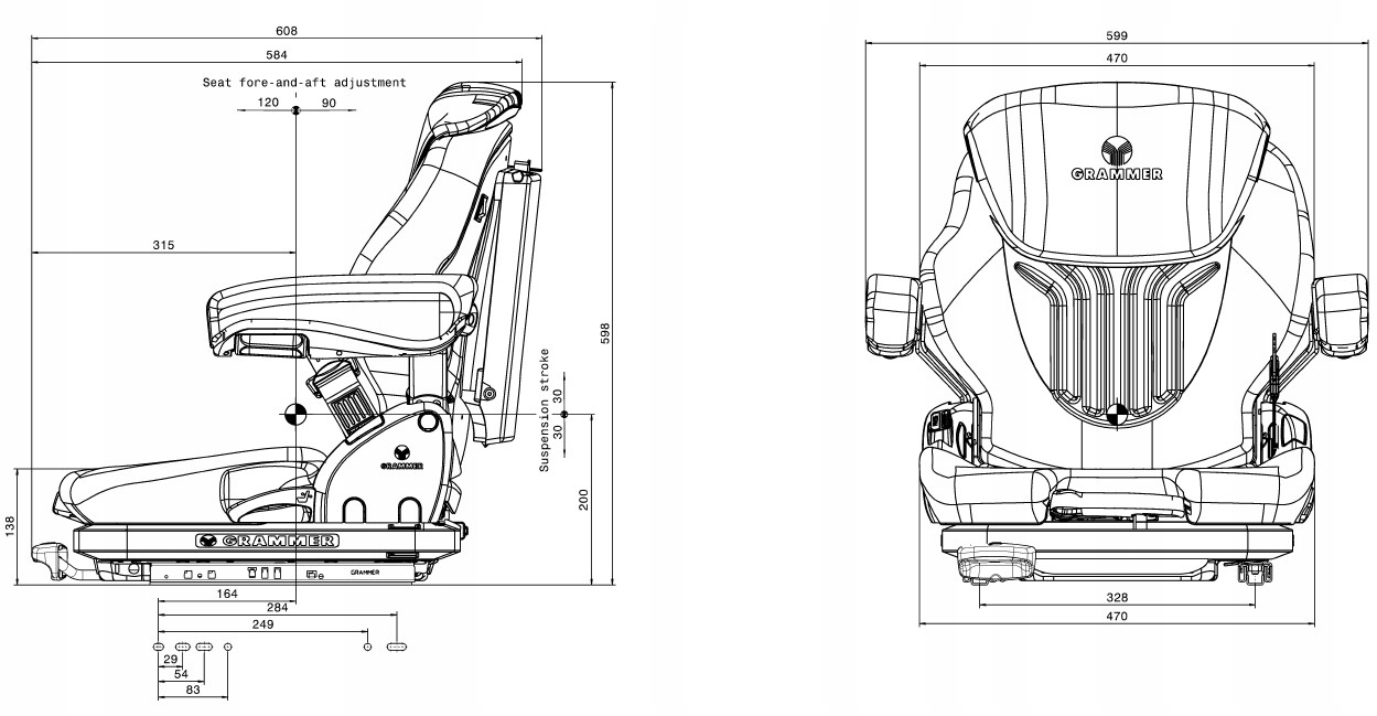 Fotel Grammer MSG 65 521 Primo M Forklift brand Caterpillar Cat Clark Hyster Jungheinrich Komatsu Linde Mitsubishi Nissan Still Toyota Yale other
