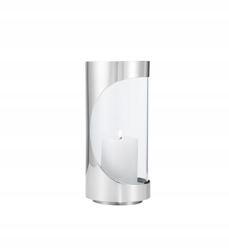 Georg Jensen Chrome Contours Lampáš 22 cm Strieborný oceľový