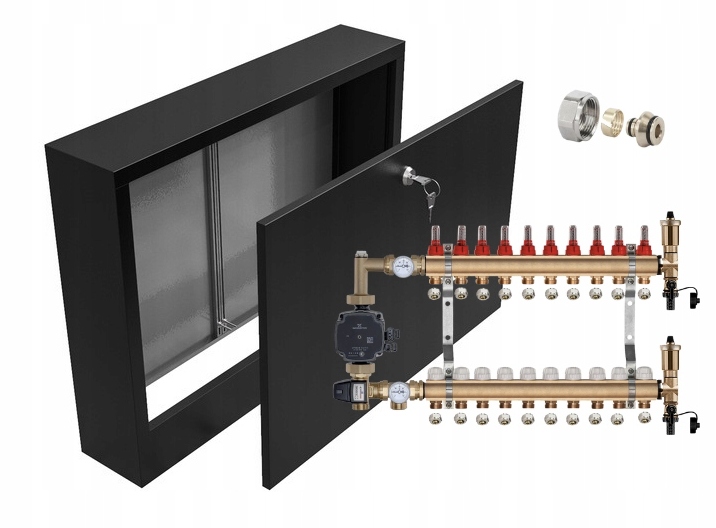 Rozdělovač 10 pro podlahovku s Pompou Grundfos +pex Nástěnná Skříňka Czar