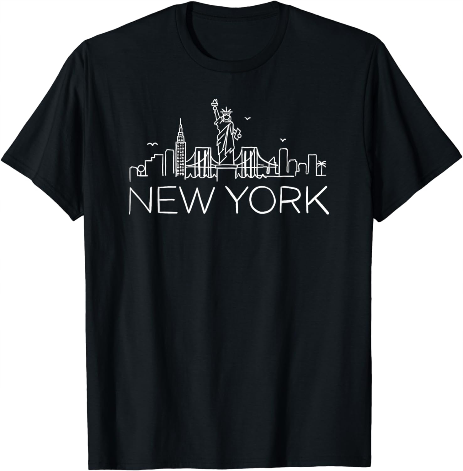 NYC New York City Skylines statue of liberty Birds T-Shirt