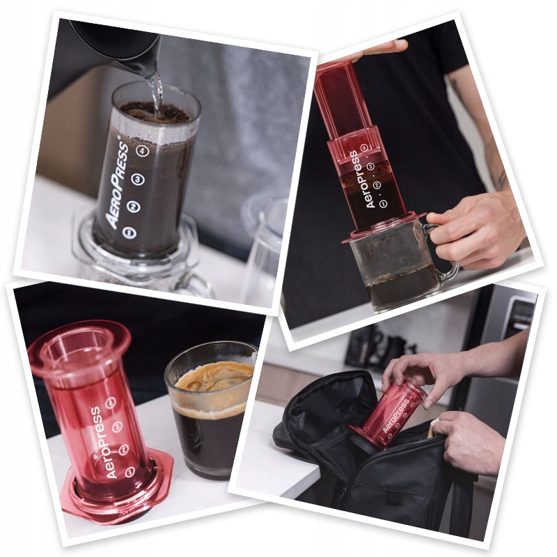 AEROPRESS CLEAR RED ZAPARZACZ i FILTRY - kolor czerwony ORYGINAŁ Model Clear Red