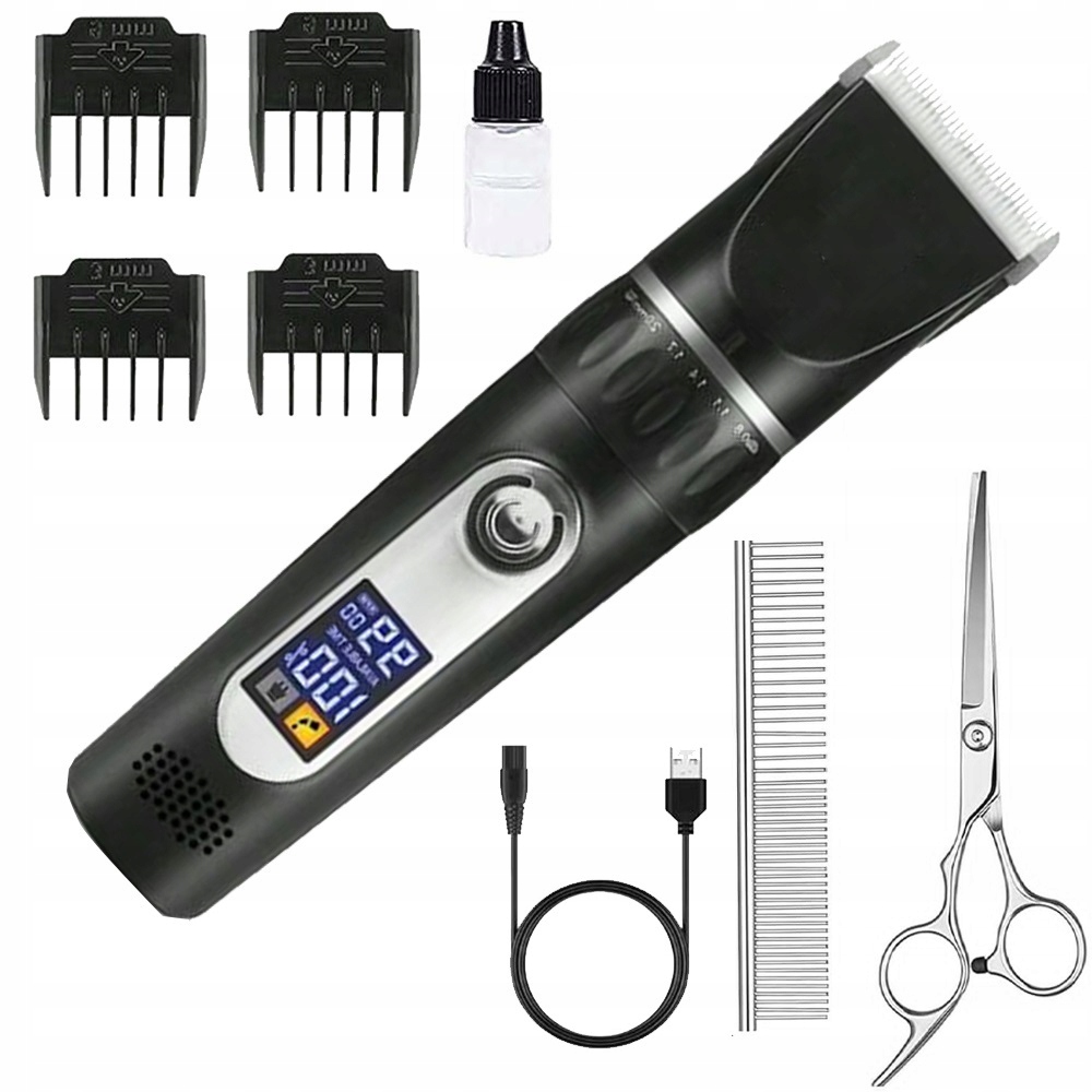 Levně Zastřihovač Psa Kočky Psů Set Holicí Strojek LCD Zastřihovač