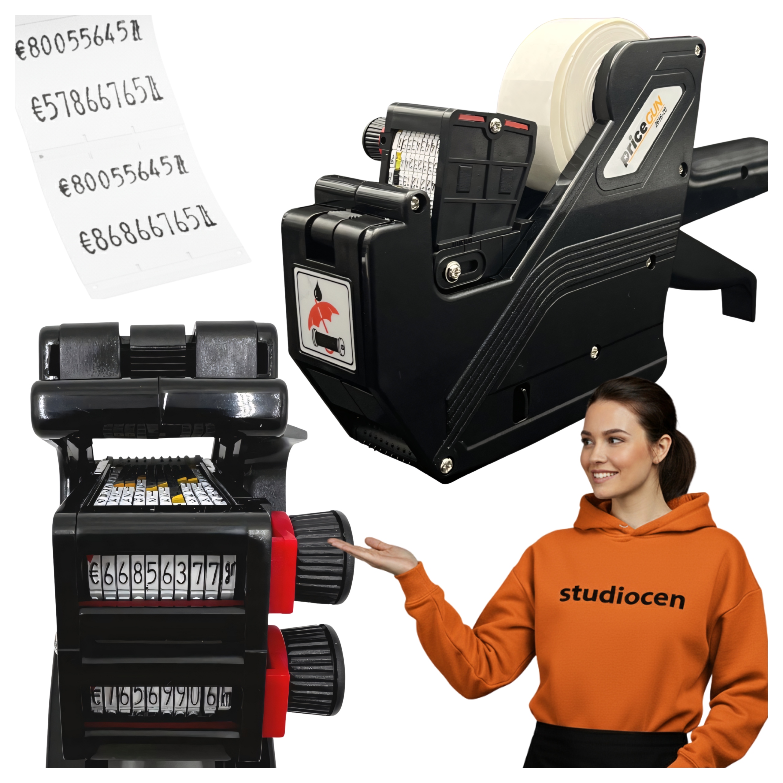 Pistole na etikety Číselník Ruční Metkovačka Dvouřadá 26x16 váleček