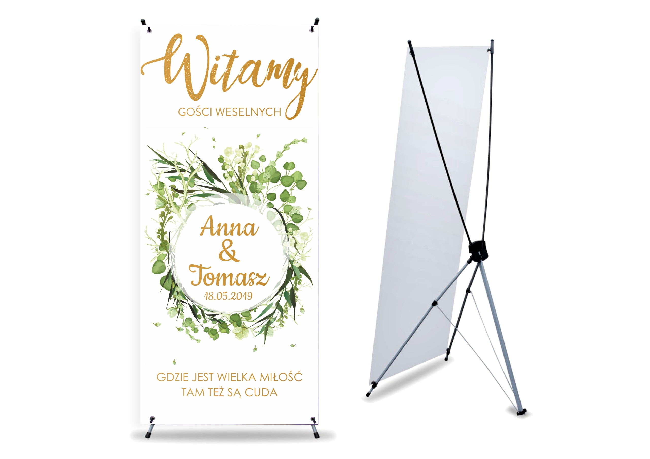 X-banner Svatba 80x180 Standard Věnec přivítání hostů, svatební vítač