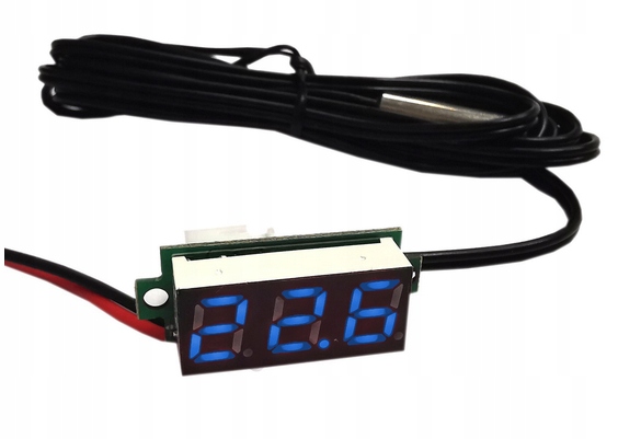 Miernik temperatury 4-28V z sondą -50~125°C BLUE