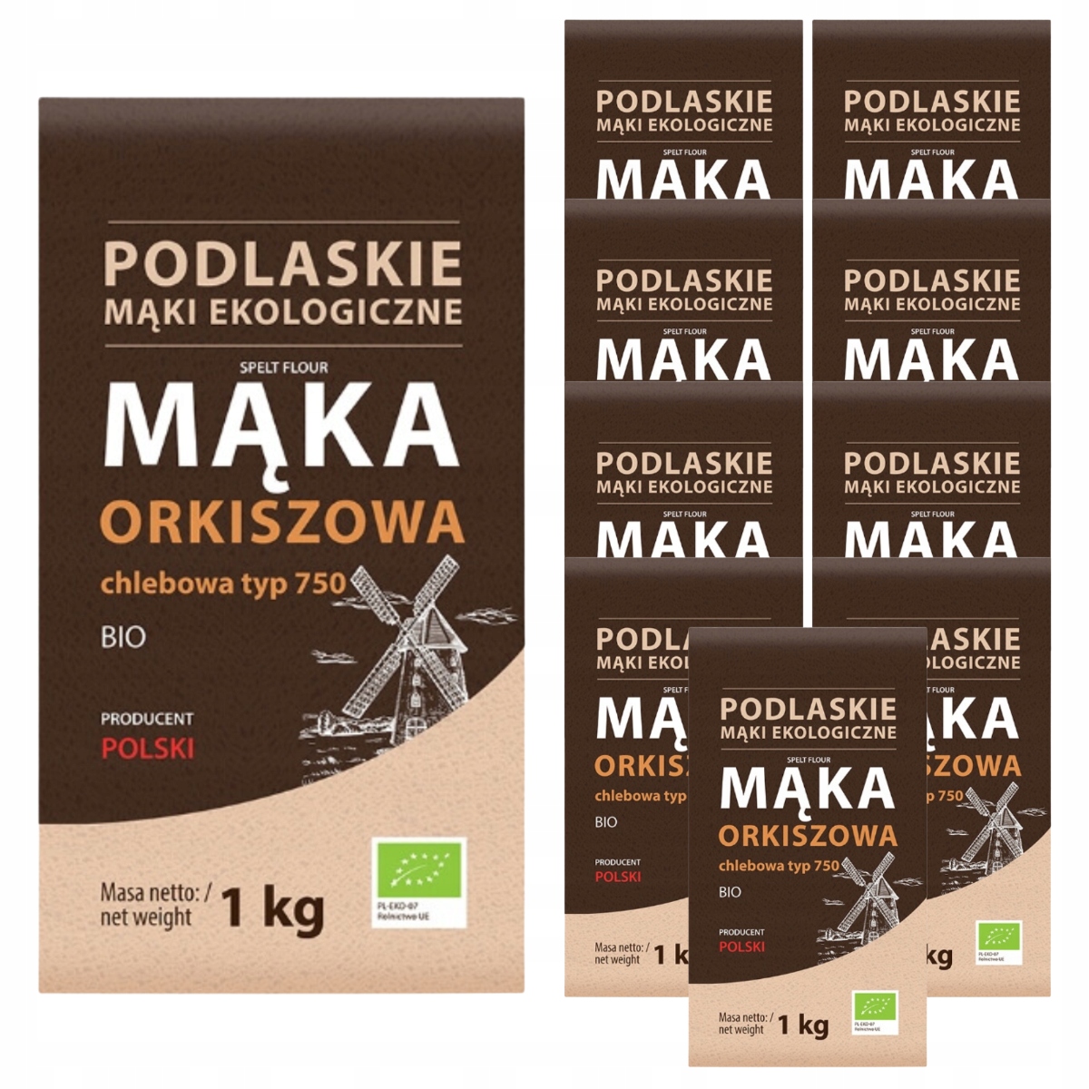 Bio life Mąka Chlebowa Orkiszowa Typ 750 Ekologiczna 1 kg w opakowaniu X10