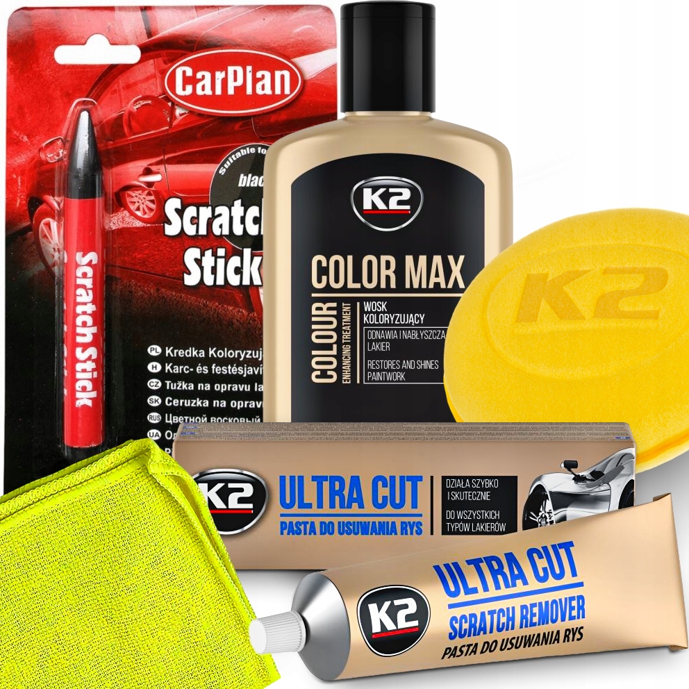 Zestaw Kredka +pasta +wosk Koloryzujący Samochodowy Do Usuwania Rys Na Rysy