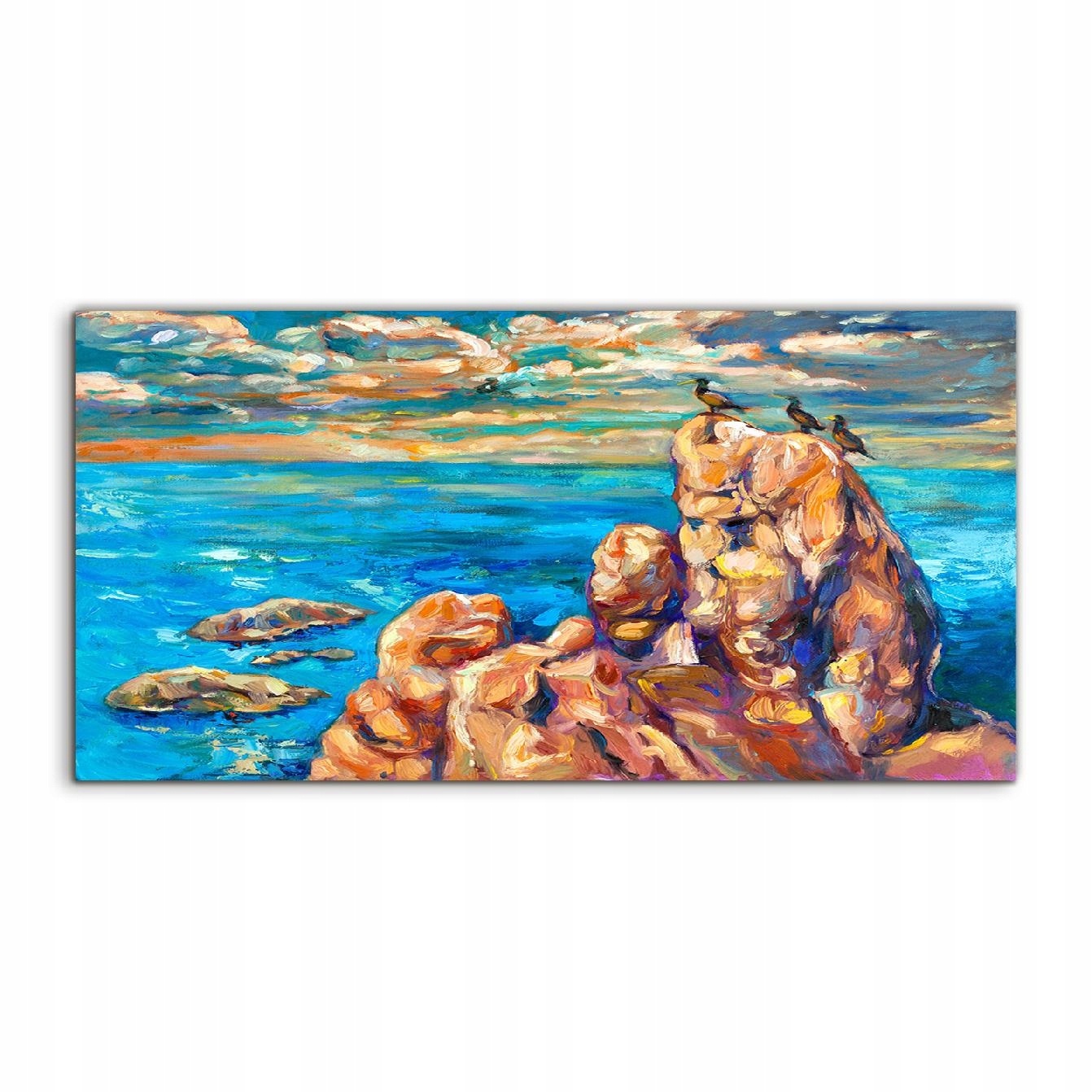 

Fotoobraz 120x60 nowoczesny Kamienie Ptaki Morze