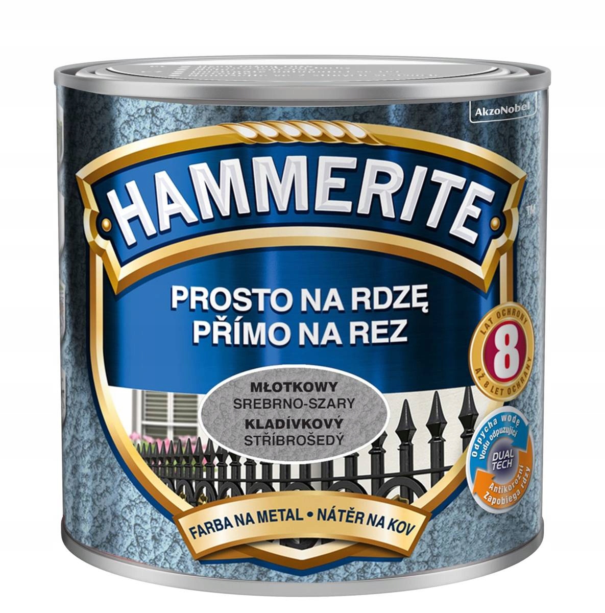 

Hammerite Farba na rdzę 0,25L Srebrny Młotkowy
