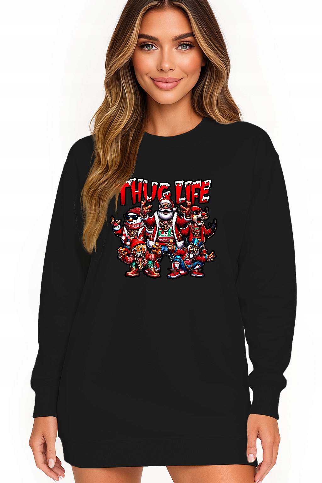 Mikina Vánoční Oversize Šaty Thug Life Dárek K Vánocům L