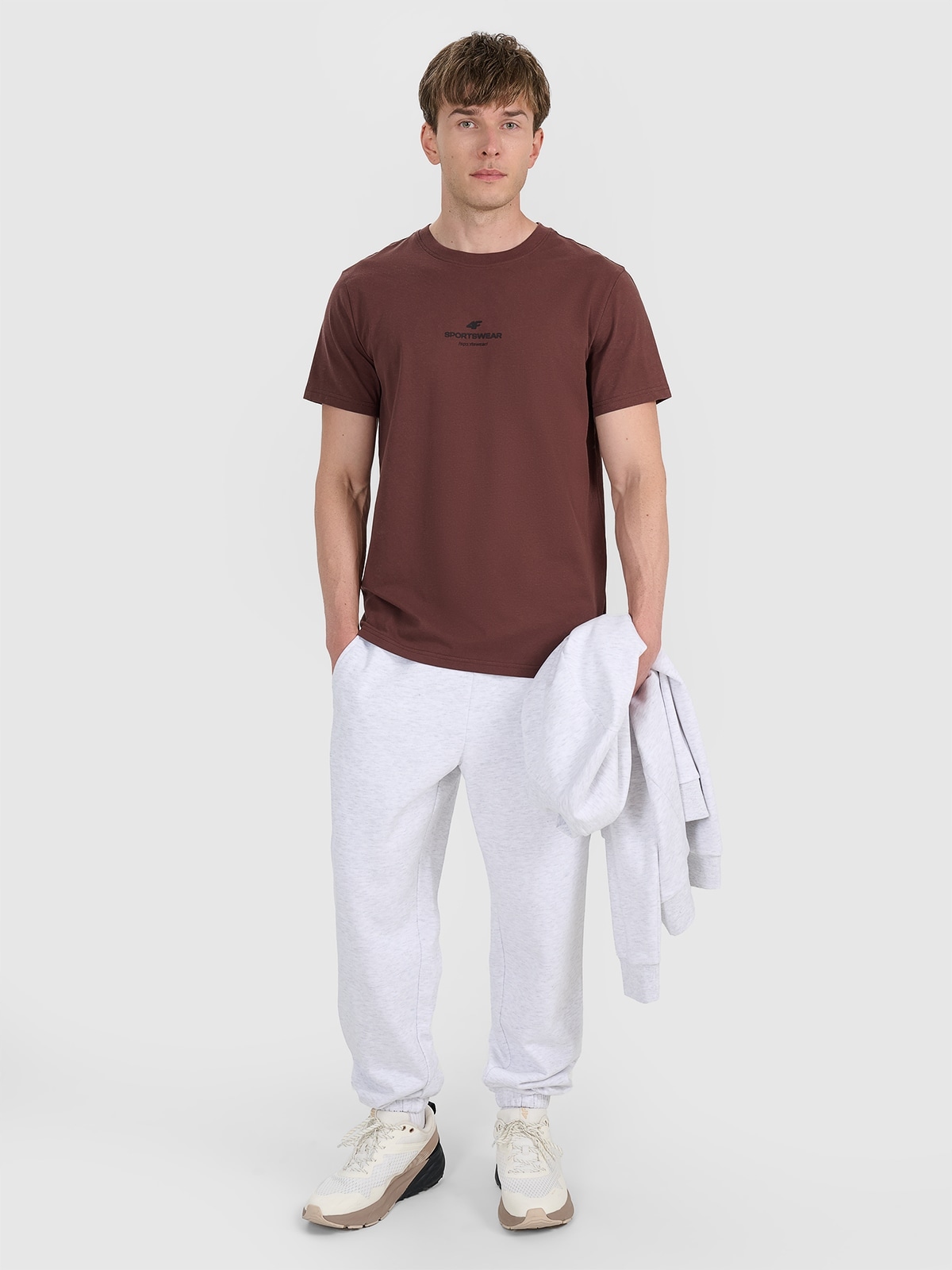 Spodnie Męskie Dresowe 4F Bawełniane Brush Basic TTROM1140 AW25 3XL