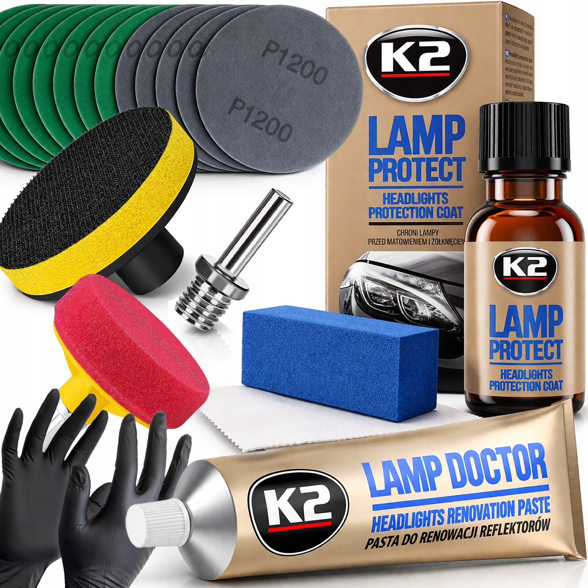 Zestaw Pad Pasta Do Polerowania Regeneracji Reflektorów Lamp Protect Papier