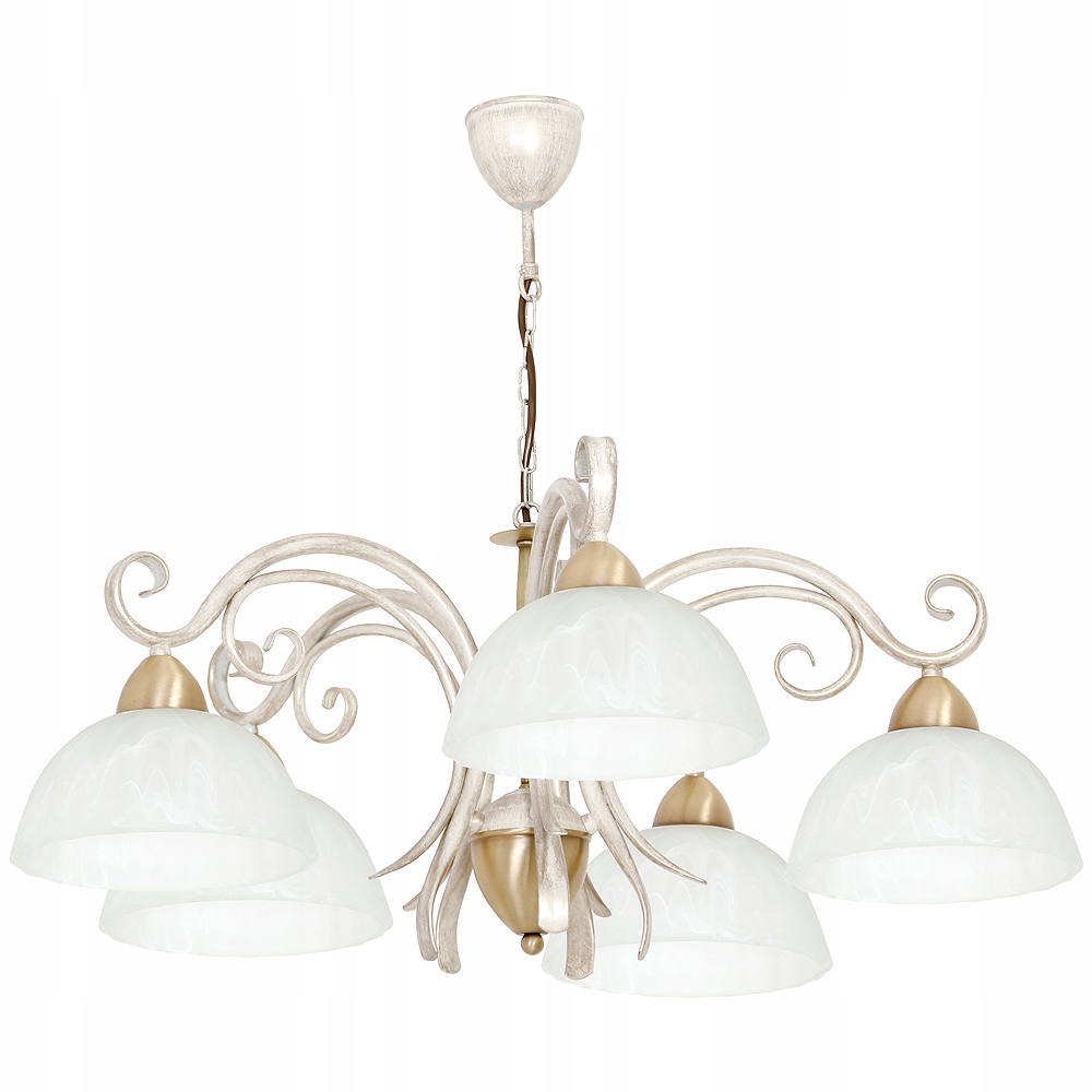 Klasický vintage retro lustr Luminex Aurora 5 bílá mosaz do obývacího pokoje