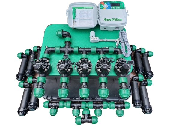Zestaw nawadniania ogrodu Rain Bird 5 sekcji Sterownik TM2 10 zraszaczy