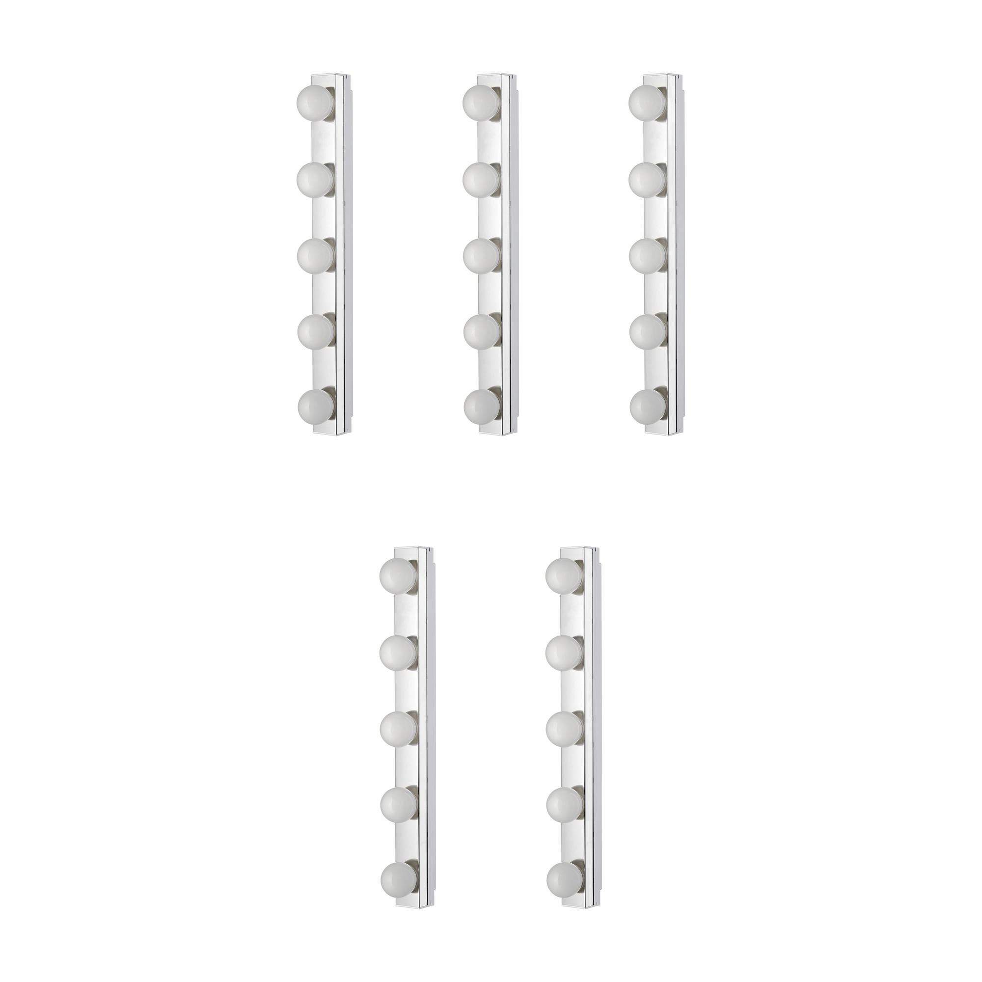 5 ks Led nástěnná lampa 9W IP44 720lm do koupelny Ocel