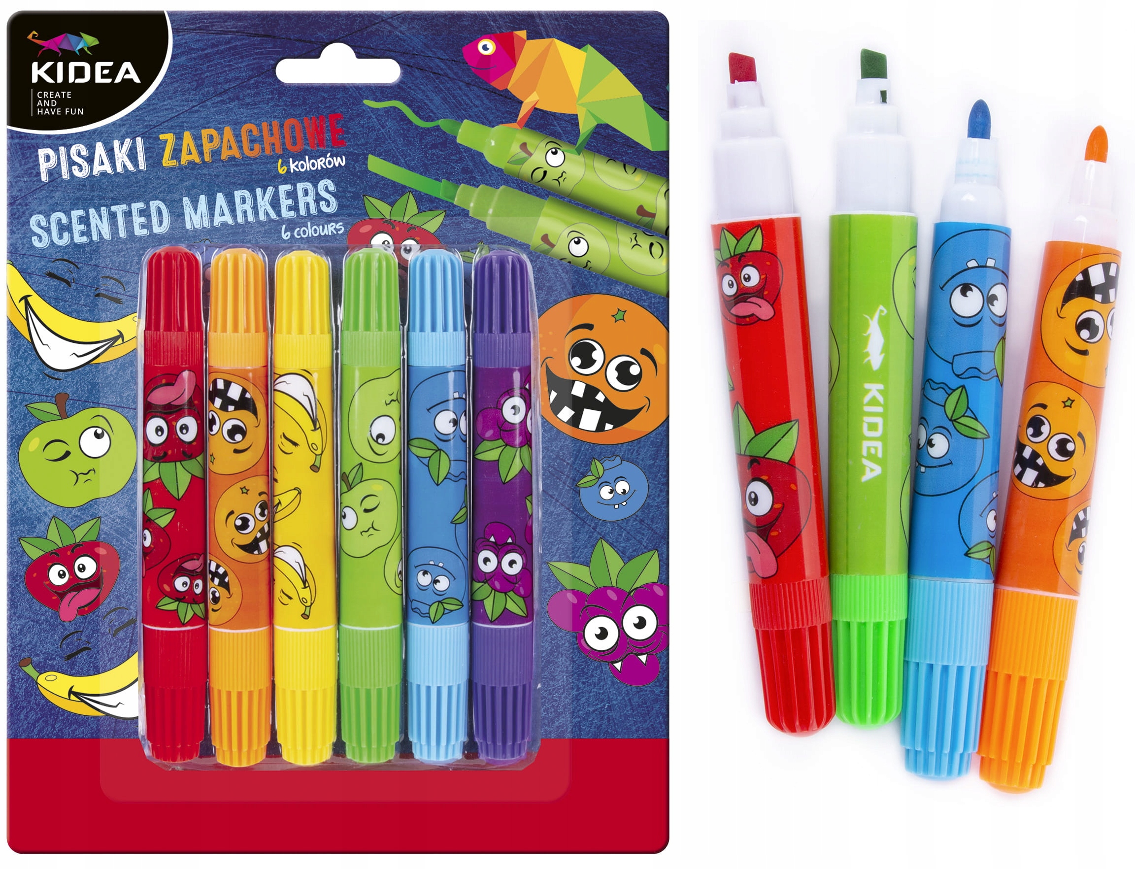Flamastry dwustronne zapachowe 6 kolorów Kidea