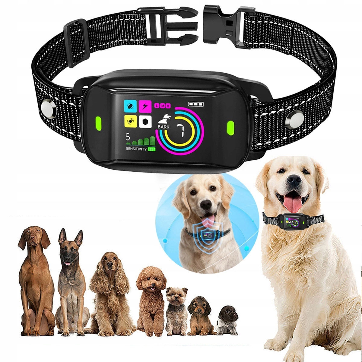 Levně Elektrický Protištěkací Tréninkový Obojek Treser s barevným displejem