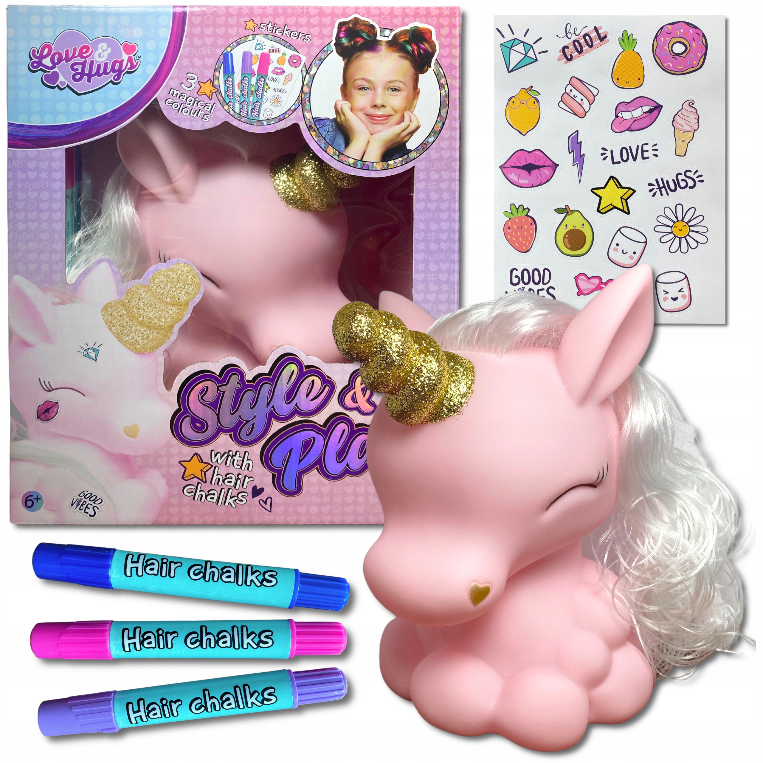 PODŚWIETLANY JEDNOROŻEC LED DO CZESANIA + KREDKI