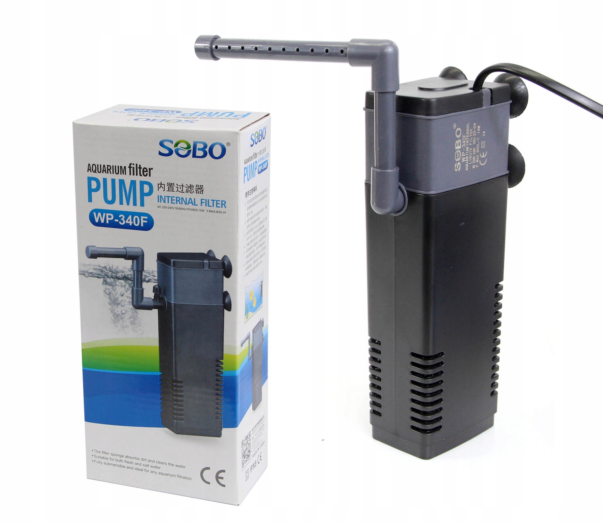 

Sobo WP-340F Filtr 800l/h Do Akwarium 70L-150L