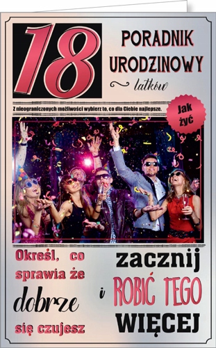 

Kartka na 18 urodziny z życzeniami wesoła luz U36