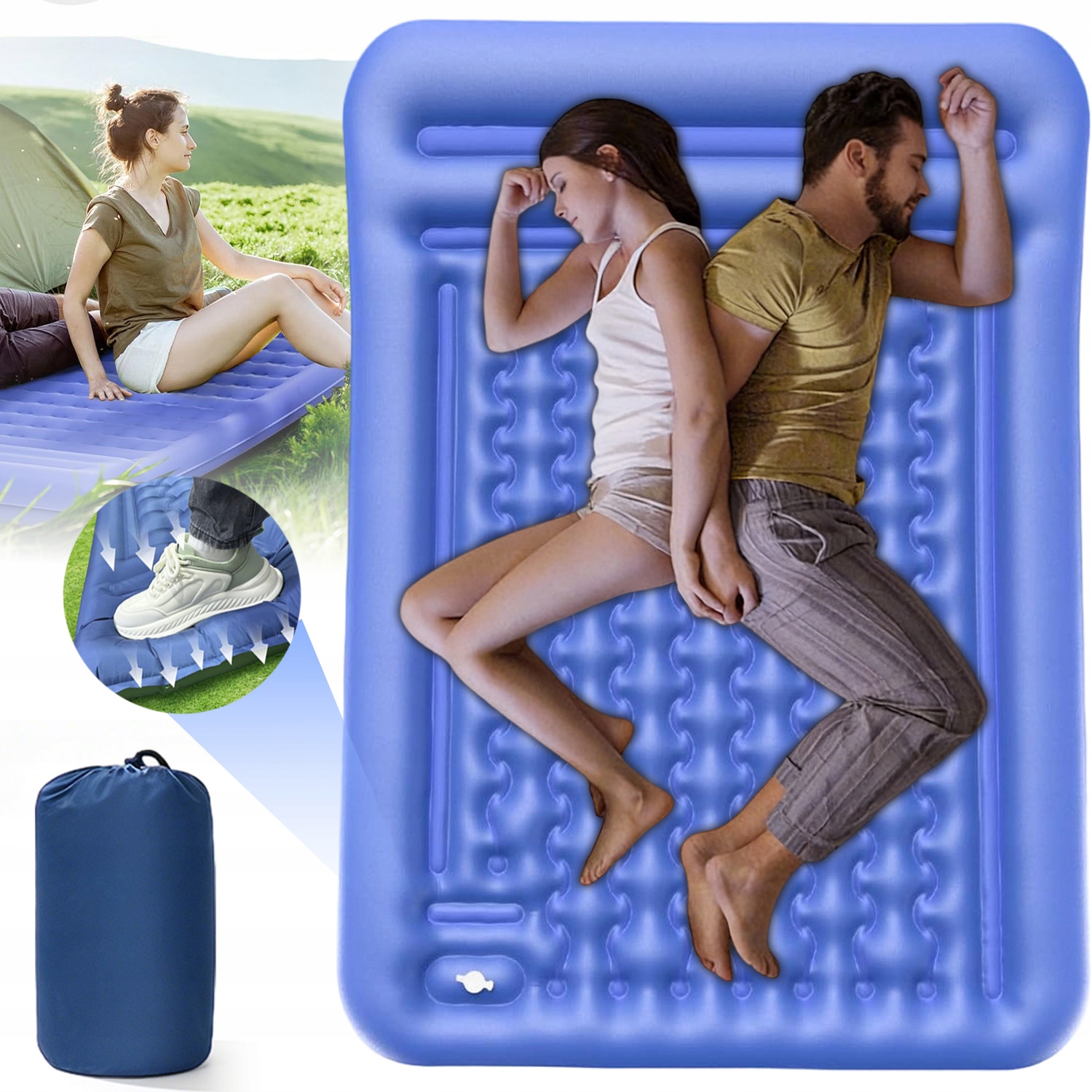 Matrace Samonafukovací Dvojitá Turistická Ultralehká Vestavěná Pumpa