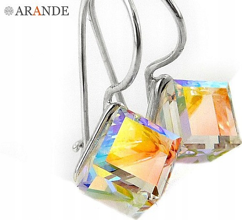 Krystaly Náušnice Aurora Cube Stříbro
