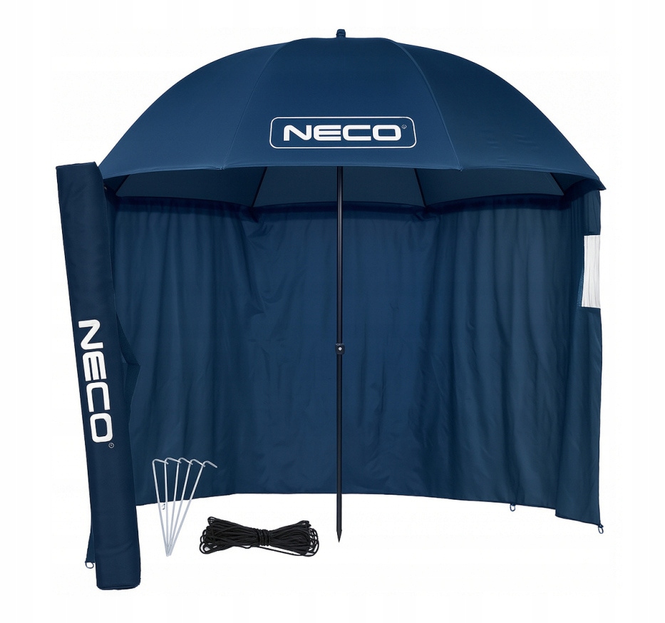 Parasol Wędkarski Z Regulacją Kąta Nachylenia I Osłoną Neco Navy 220