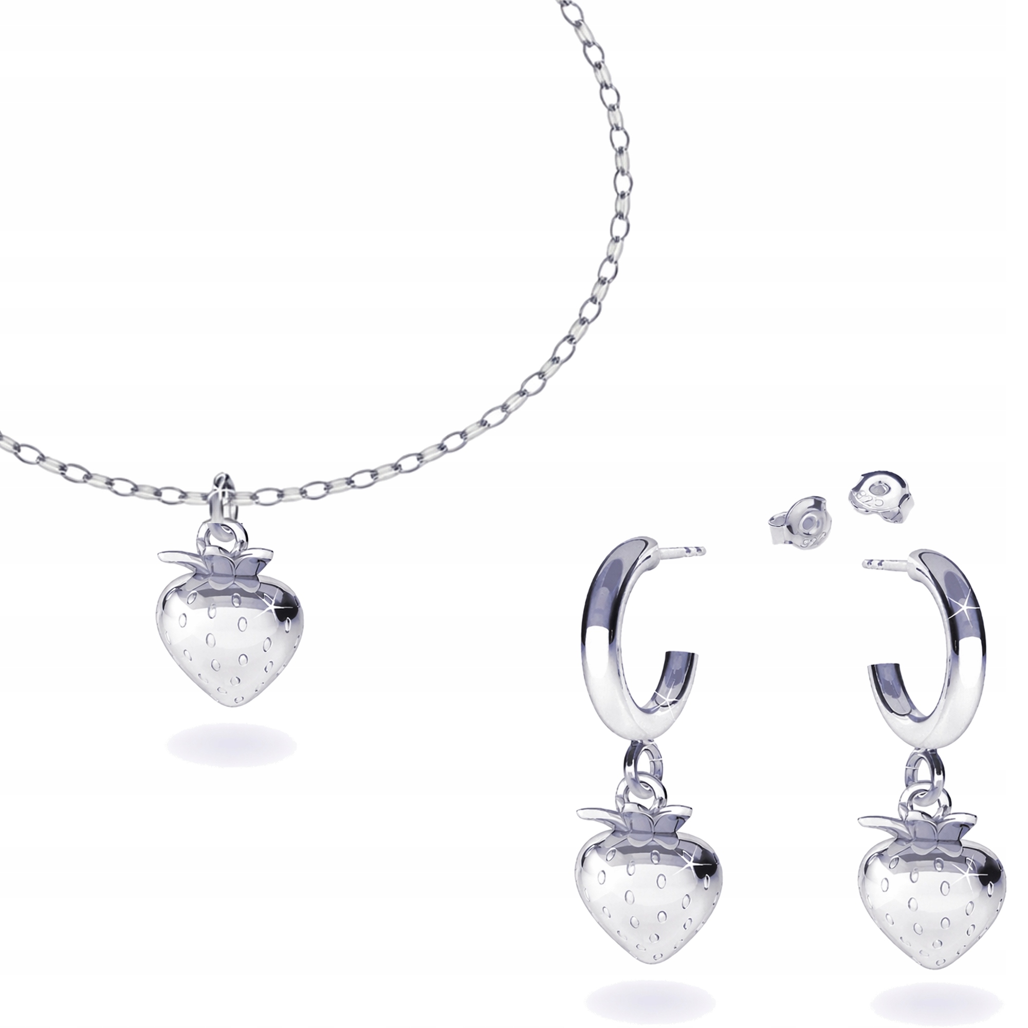 Ovoce Jahody Jahoda Stříbrný komplet rolo oval stříbro 925