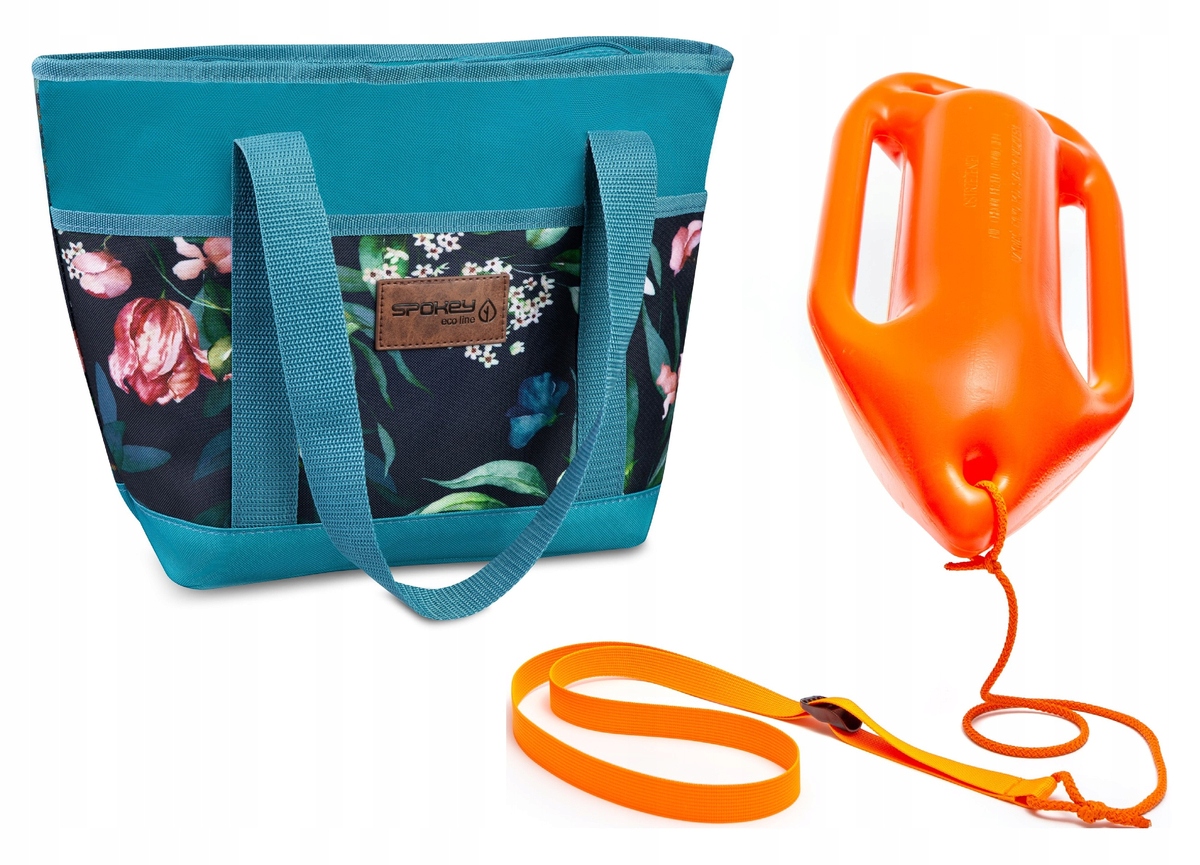 BOJKA RATOWNICZA ASEKURACYJNA DESKA DO PŁYWANIA + torebka plażowa 12 L