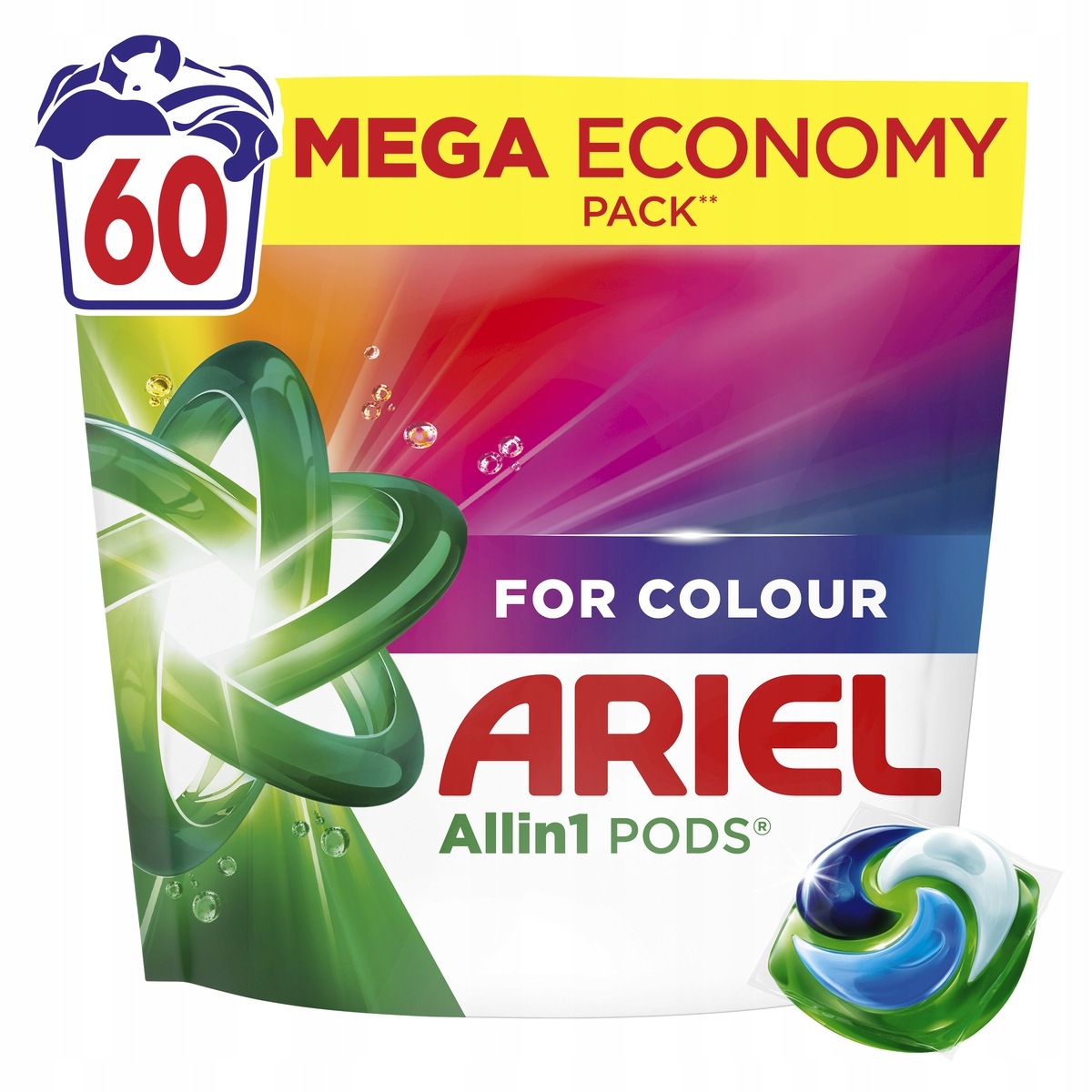 Ariel Allin1 Pods Kapsułki Do Prania Do Kolorowych Tkanin, 60 Prań