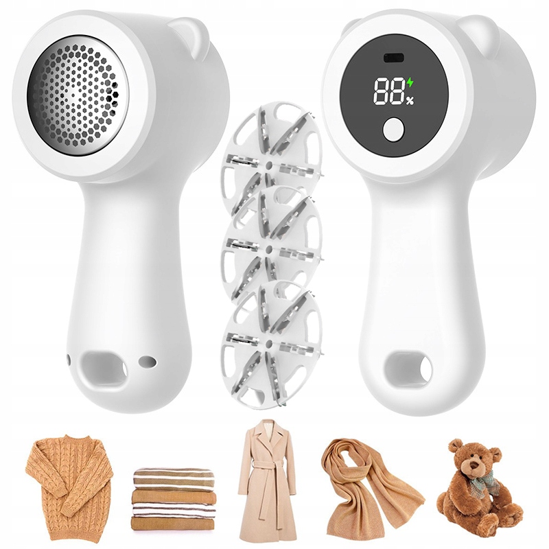 Golarka do ubrań swetrów tapicerki DUŻA MOCNA PROFESJONALNA 6 NOŻY LCD 2w1